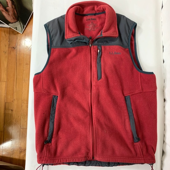 L.L. Bean Men’s Fleece Polartec Wind Pro Red Vest - Picture 1 of 5